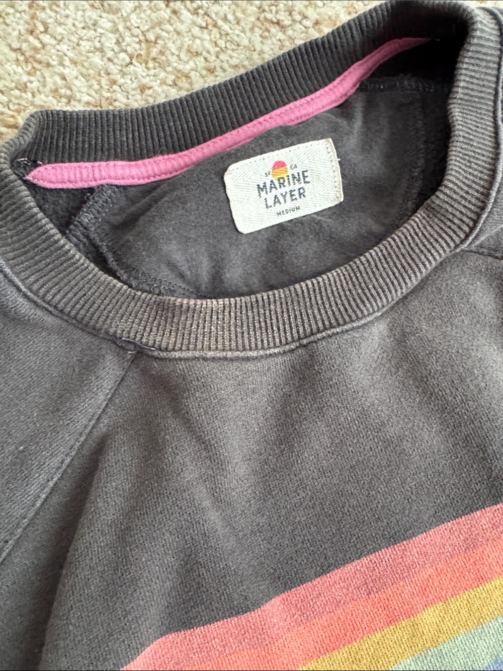Marine Layer Black Sweatset with Rainbow Stripes Women Size Medium - Picture 2 of 3